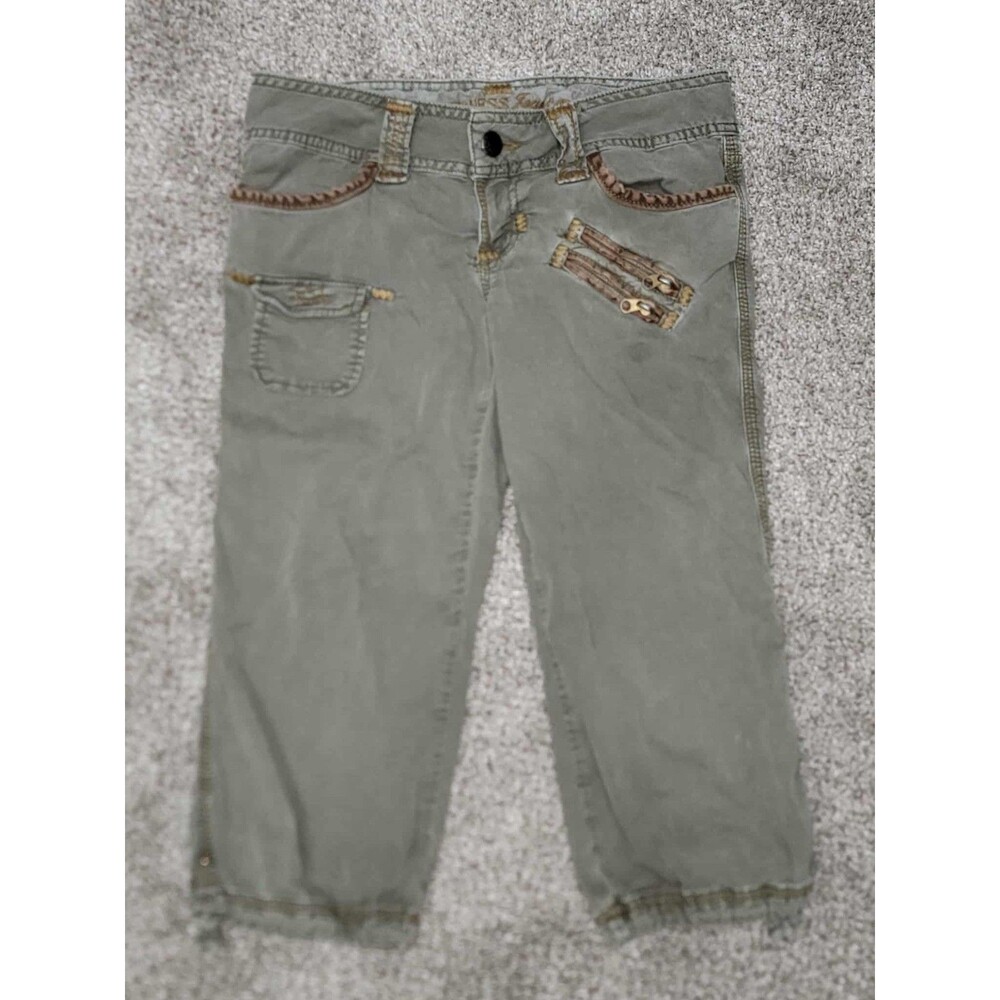 Vintage Y2K Guess Women's 26 Green Gorpcore Cargo Utility Capris Pants